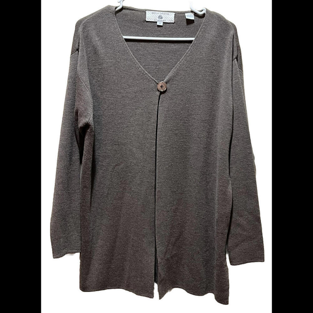 Marisa Christina 100% Pure New Wool One Button-Front Cardigan Small